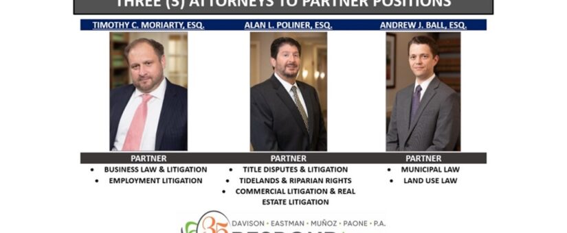 NJ Law Firm Continues Growth, Elevates Three (3) Attorneys to Partner Positions